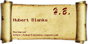 Hubert Blanka névjegykártya